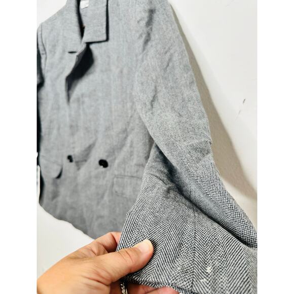 ANNIE BING Grey Wool Blend Boxy Cut Style Oversized Striped Becky Blazer size S - Picture 7 of 14